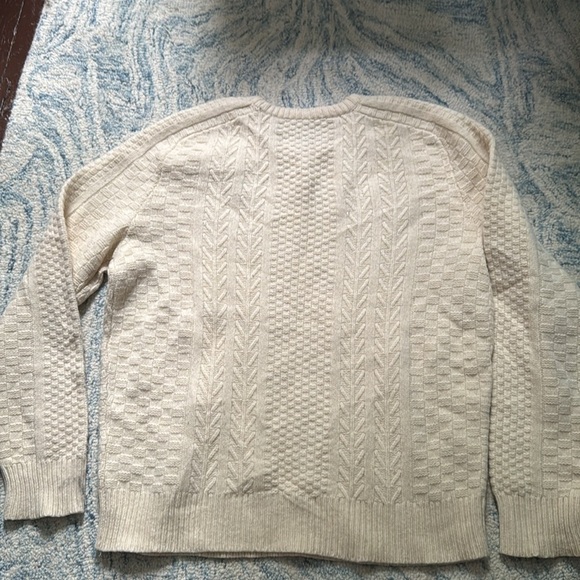 J.Crew 100% wool basketweave ivory fair isle sweater XL - Picture 5 of 6